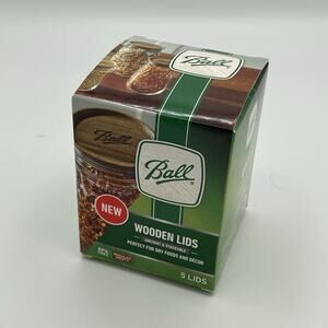 Ball Jar 5 Pack Airtight Stackable Acacia Wooden Storage Lids Regular Mouth